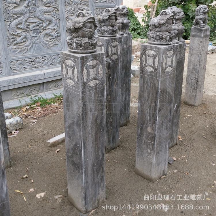 现货 青石仿古拴马桩 石雕金蟾拴马石柱 做旧石雕动物栓马桩