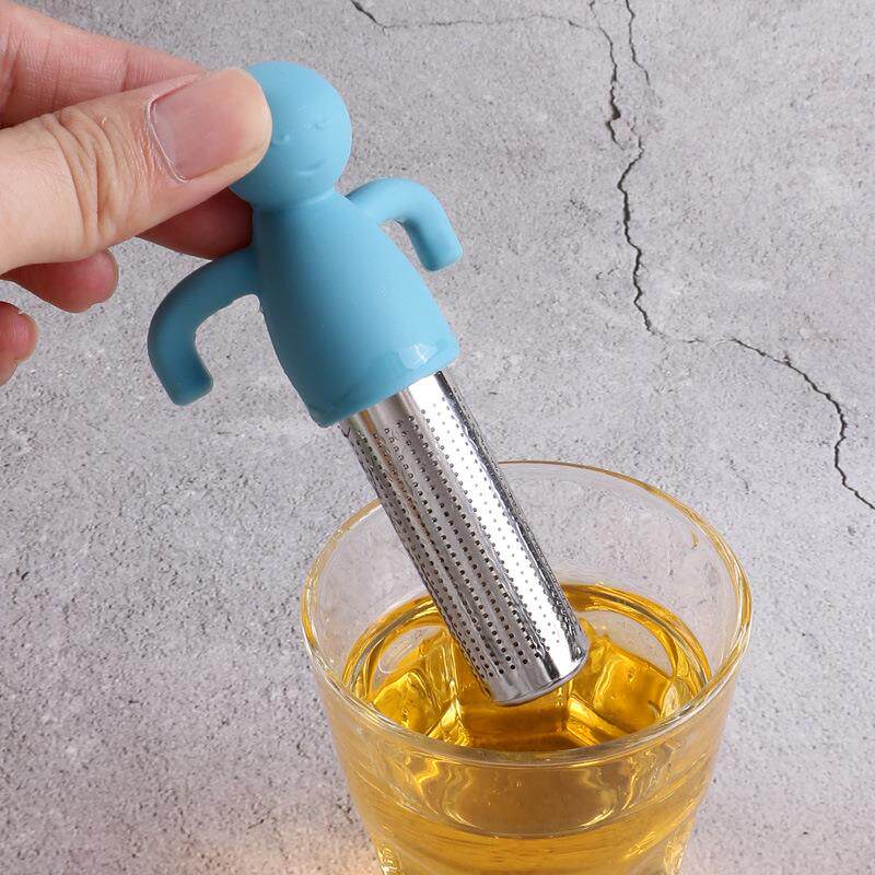 创意硅胶滤茶器 泡茶工具不锈钢304茶漏可爱小人隔茶渣懒人冲茶器