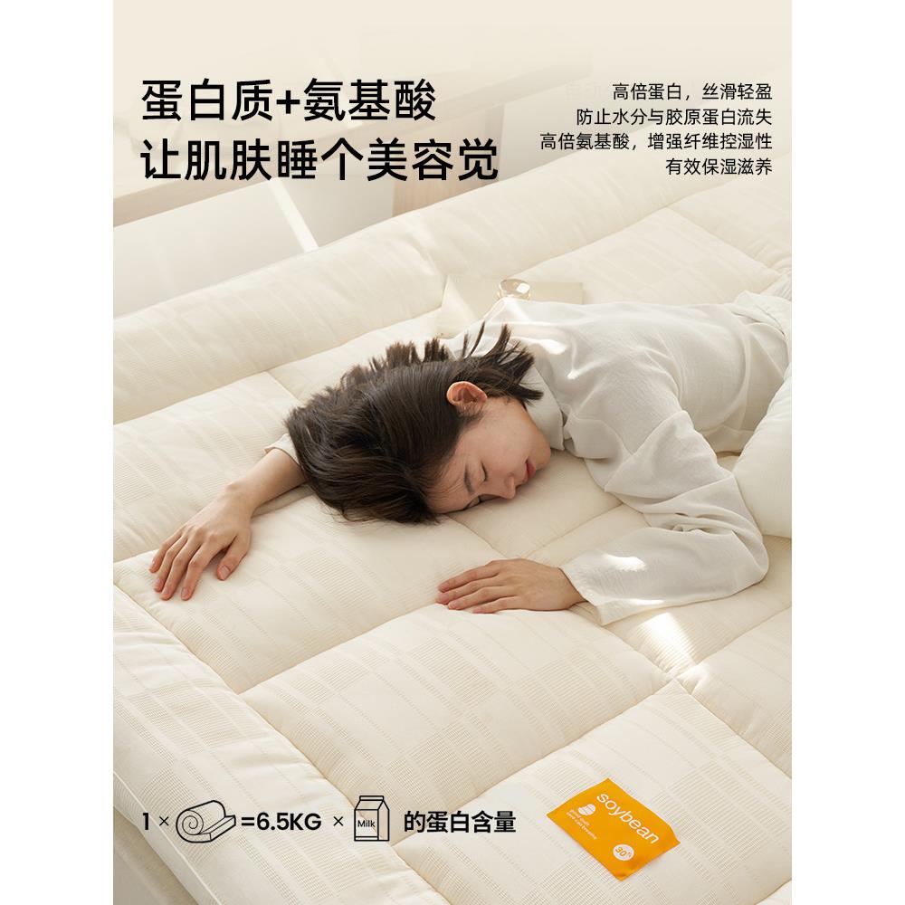 日式极简风卧室华夫格榻榻米软垫大豆蛋白亲肤床褥全棉软床垫子