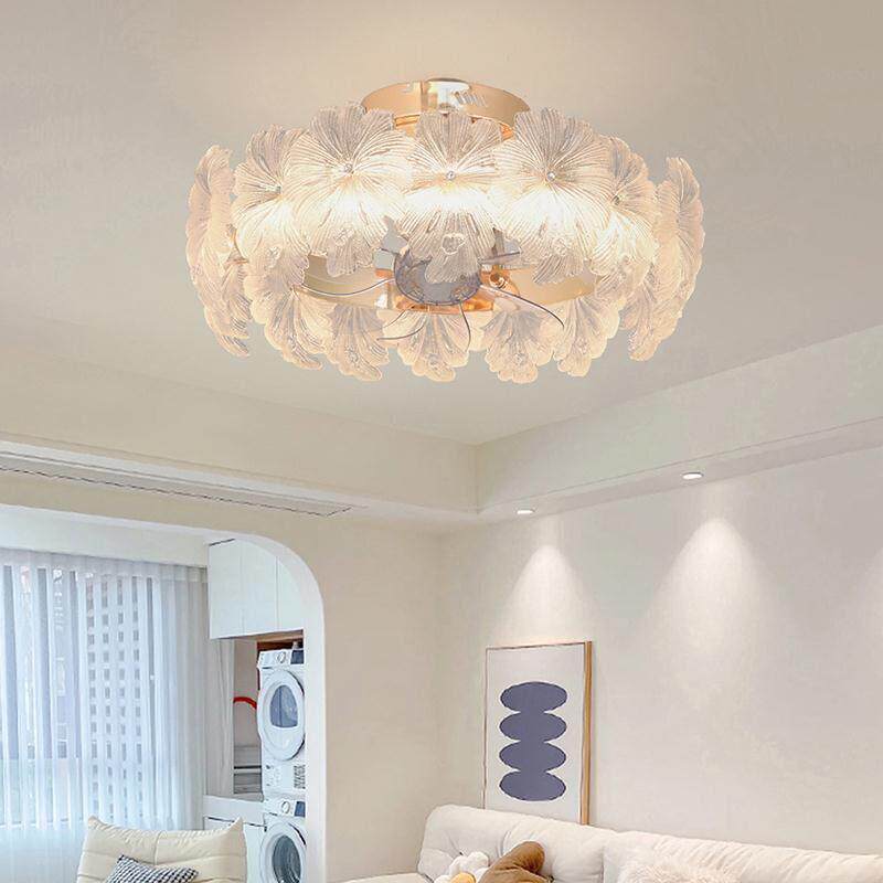 水晶卧室吊扇灯吊扇灯轻奢法式护眼客厅吸顶灯吊扇灯一体2024新款