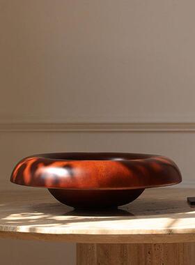 法式简约枣红果盘样板房客厅桌面中古复古手工艺术软装收纳摆件