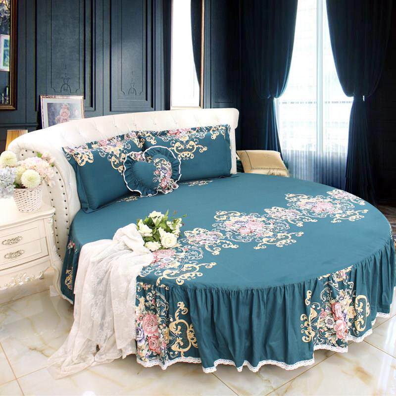 蕾丝款圆床床裙 圆形床单圆形床床罩圆床单件床罩纯棉 全棉可定制