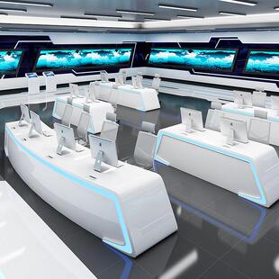 弧形监控室指挥中心控制台调度办公中控台多媒体操作台智能操控