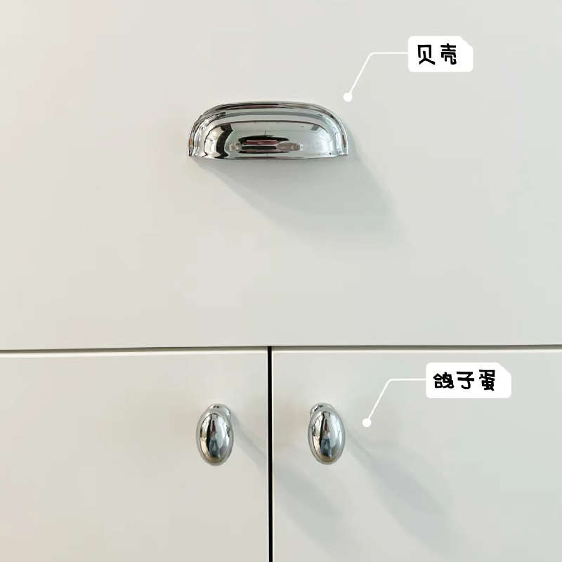 中古风黄铜拉手亮金色银色法式复古衣柜门单孔椭圆型鸽子蛋小拉手