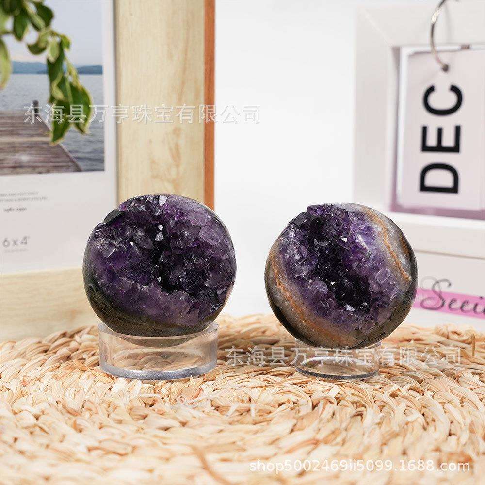 天然紫水晶簇开口笑紫晶洞聚宝盆钱袋子水晶工艺品家居办公摆件