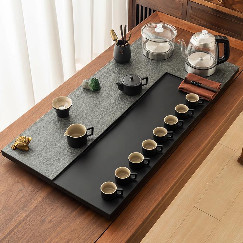 天然乌金石茶盘全自动套装一体烧水壶上水智能电磁炉办公室用茶台