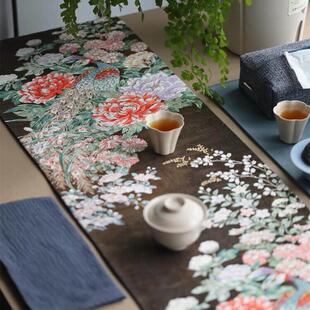 引之西阵织高端茶席织锦茶垫真丝茶礼品精致织金织银茶旗正绢桌旗