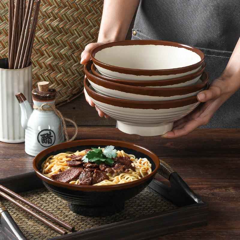 台德密胺土陶餐具塑料面碗仿瓷麻辣烫碗面馆专用拉面大碗商用汤碗
