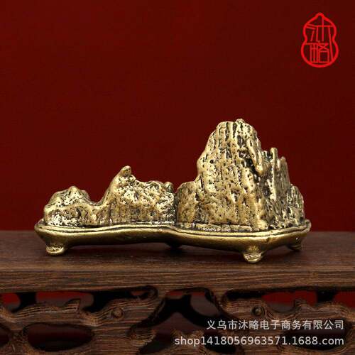 新款直销创意新款古铜器实心假山笔架办公书房桌面镇纸茶宠摆件装