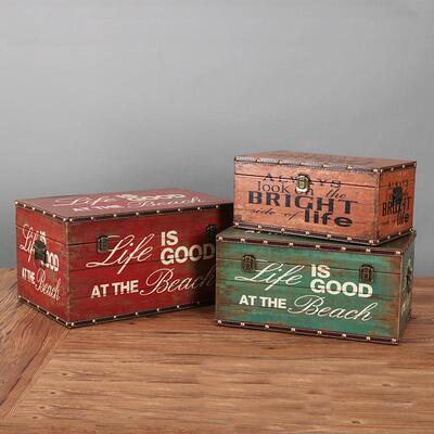 古怀旧长形木复箱子整理储箱收纳盒橱窗9652陈列摄方影道具木物质