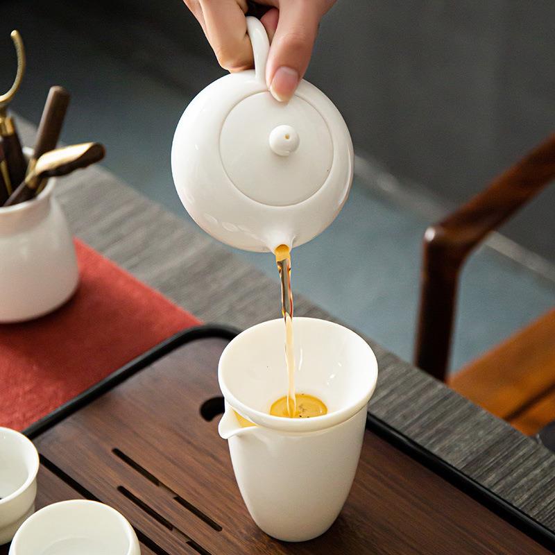 高档德化白瓷茶具套装家用办公室羊脂玉瓷泡茶盖碗西施壶茶杯陶瓷