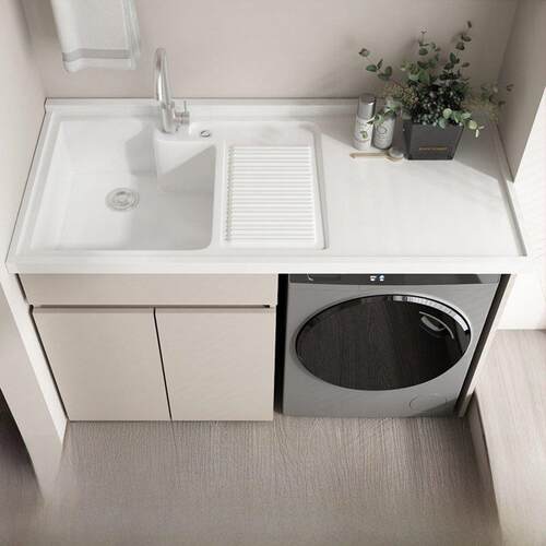 阳台洗衣柜一体化面盆洗衣池槽带搓板浴室柜滚筒洗衣机柜配套蜂窝