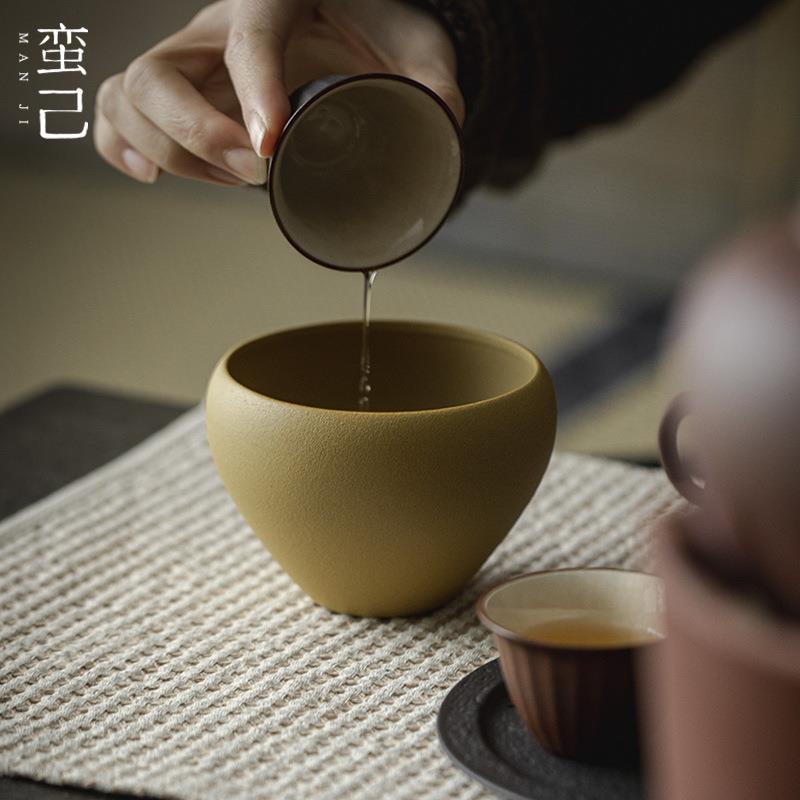 蛮己日式粗陶侘寂风废水缸茶道配件家用建水干泡用蓄水陶瓷水盂