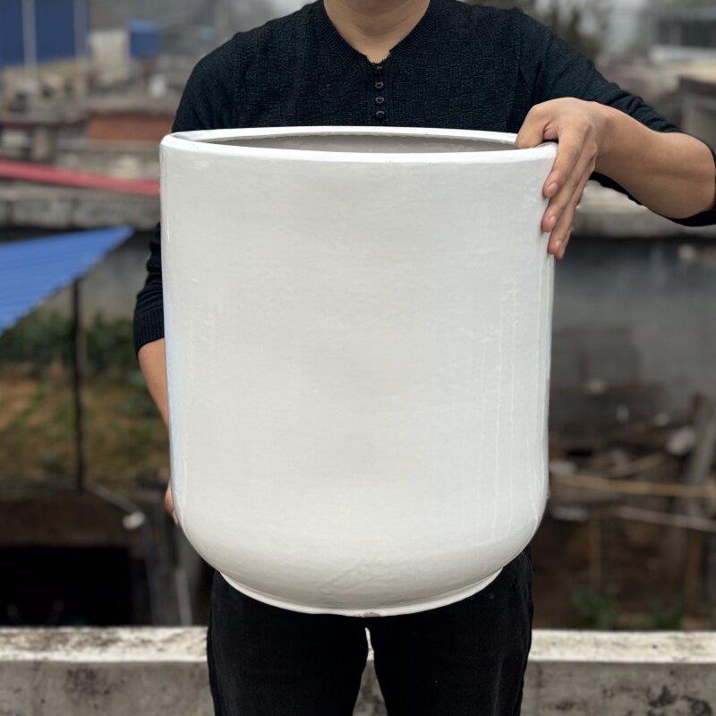 陶瓷花盆白色家用北欧简约客厅落地发财树金钱树龟背竹专用大口径