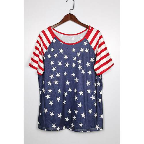 A large number of women's striped patchwork short sleeved