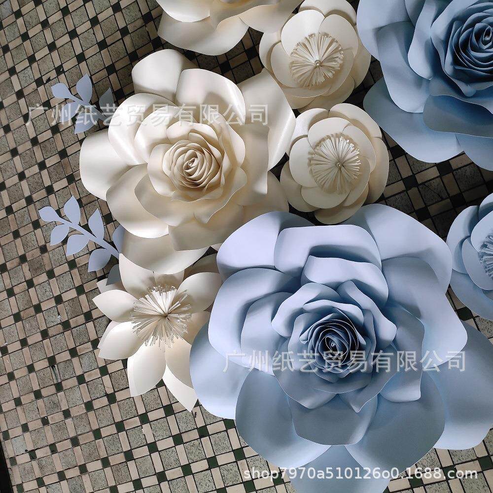 婚庆花餐组合婚礼橱窗创意会YQI馆景装饰美陈展套纸纸花背立体纸