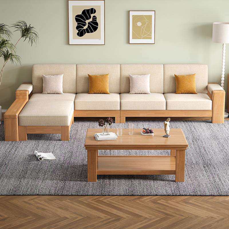 北欧全实木沙发组合现代简约客厅沙发床可拆洗小户型原木布艺沙发