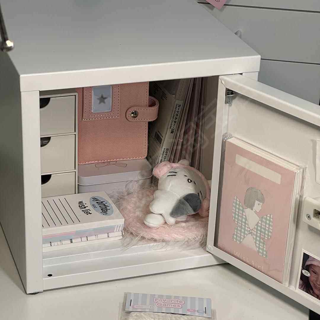 私密码锁274物柜储家用小型保险箱锁带收纳箱桌面储物盒密物品保