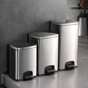 商用厨房垃圾桶家用不锈钢脚踏式客厅加大容量带盖脚踩卫生间专用