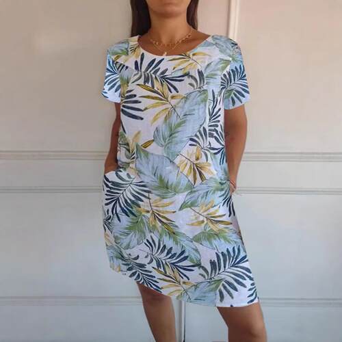 Women's printed pocket beach dress dress