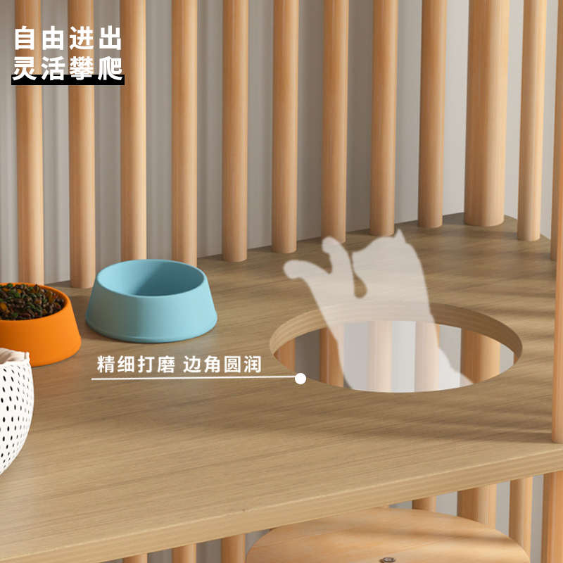 实木猫笼家用猫柜子超大自由空间宠物猫咪笼猫别墅室内双层猫家具