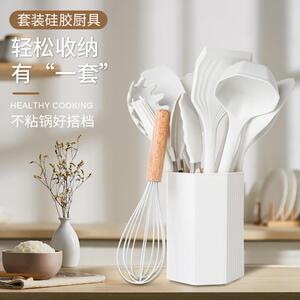 新款直销跨境硅胶厨具套装12件套木柄厨具耐高温厨房烹饪用具锅铲