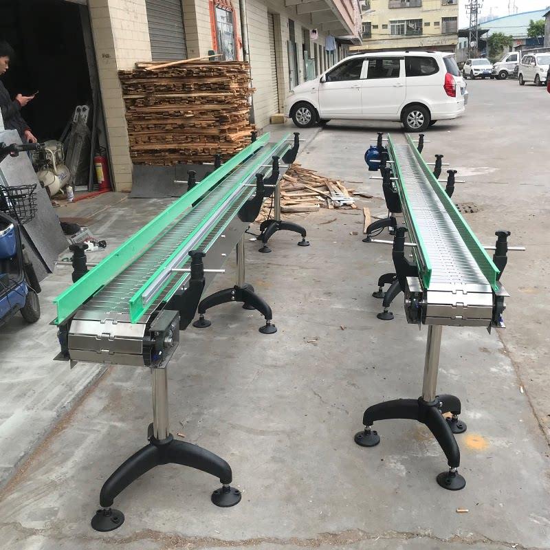 塑料尼龙转弯直线链板机输送传送带耐高温护栏配件平顶链板线定制