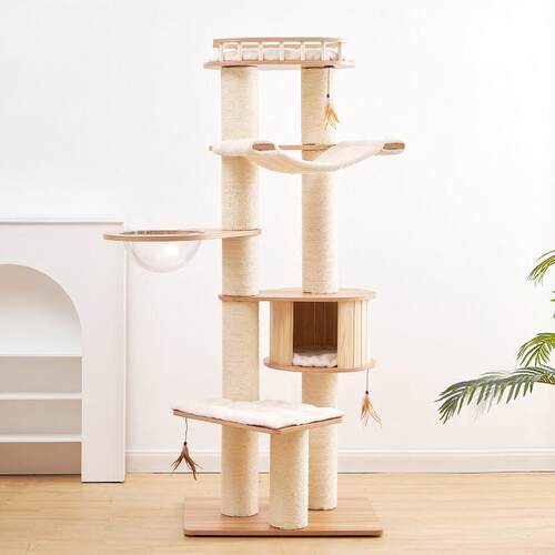 正品凯瑞at木ry实木猫爬架太空舱质华剑麻豪通天柱猫窝猫树吊c床