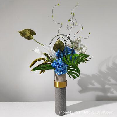 简约花艺客直筒花瓶桌1439面厅仿真花插花店计设家居软装工艺品酒