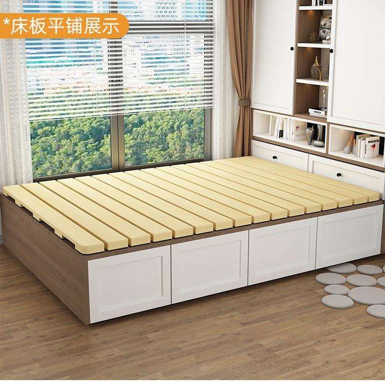 榻榻米床架家用可折叠透气防潮床垫加厚实木排骨架飘窗松木地铺床