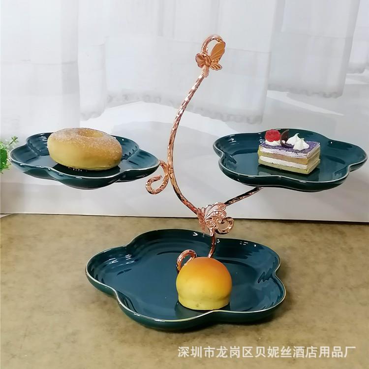 甜品台摆件展示架甜点糕点托盘陶瓷铁艺摆台蛋糕架子下午茶点心架