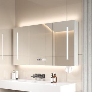 智能单独镜柜卫生间墙式实木收纳梳妆镜浴室镜子带灯一体置物架