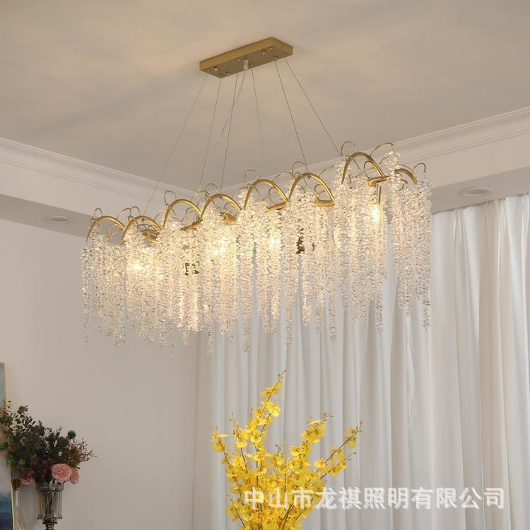 餐厅吊灯法式复古蜡烛长方形餐桌设计感高端饭厅吧台灯树枝灯图片