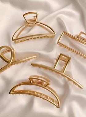 Gold Color Hollow Geometric Hair Clips Metal Hair Claw Cross