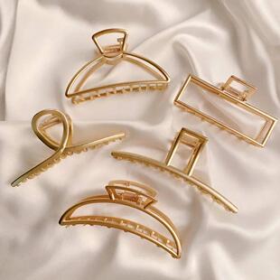 Geometric Hair Clips Gold Claw Hollow Metal Cross Color