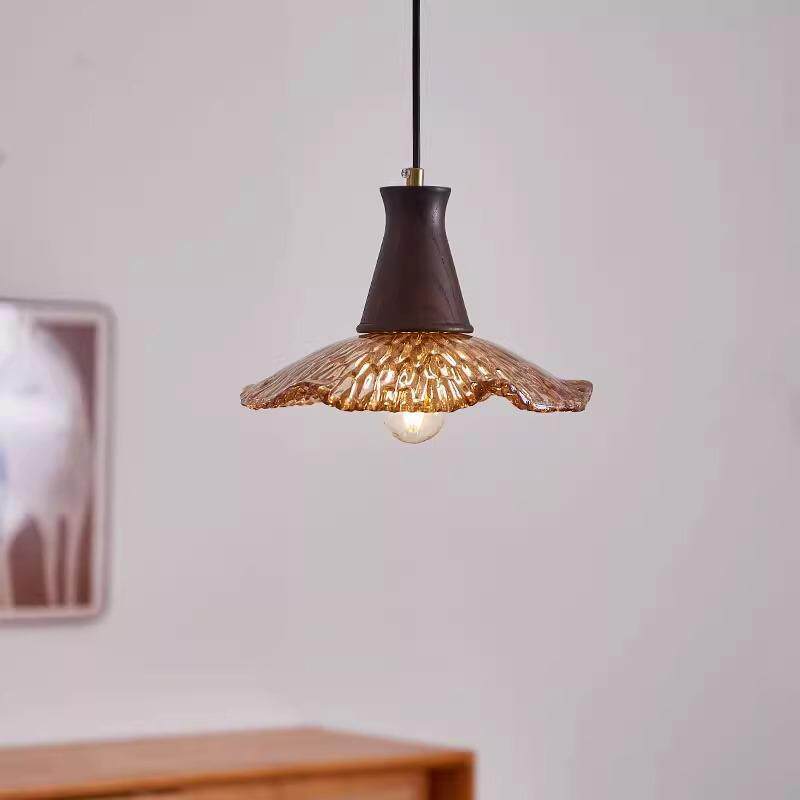 中古餐厅吊灯法式复古琥珀色玻璃床头灯侘寂风茶色茶室卧室吧台灯