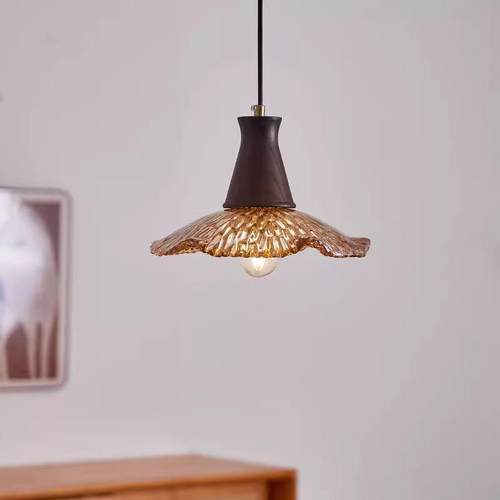 中古餐厅吊灯法式复古琥珀色玻璃床头灯侘寂风茶色茶室卧室吧台灯