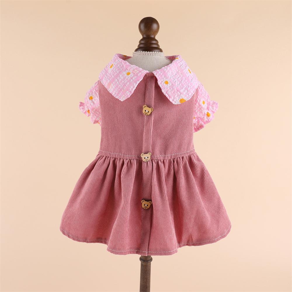 碎花娃娃领裙子宠物泰迪比熊博美雪纳瑞贵宾约克夏狗狗猫咪衣服春