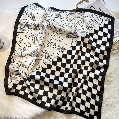 Checkered scarf 70cm decorative neckerchief 格子围巾70cm