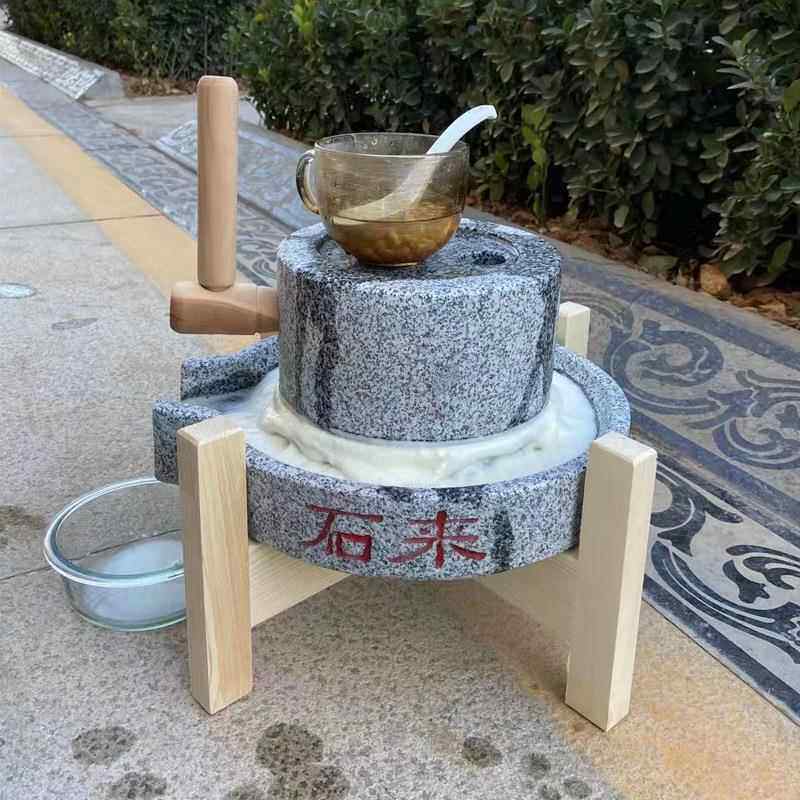 石雕石磨家用手动石磨小型电动迷你石磨微型磨豆石磨子摆件