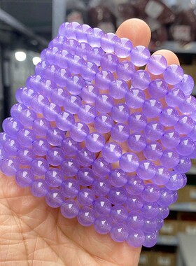 2026晶东珠 品质薰衣草紫色玉髓手链女生可爱圈圆珠手饰