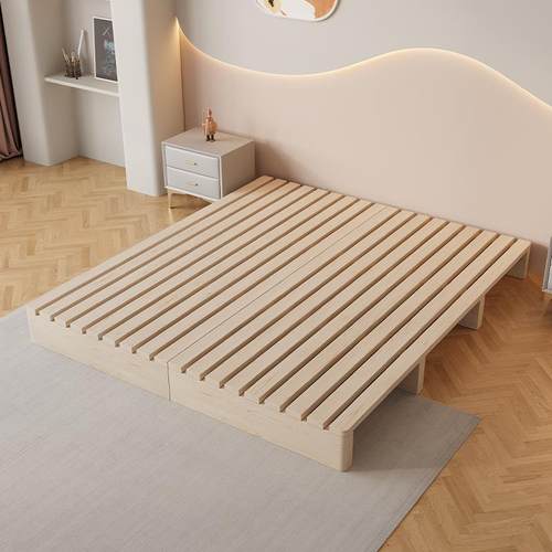 7W榻榻米排骨架简约无床头出租房透气落地床板全实木日式地台矮床