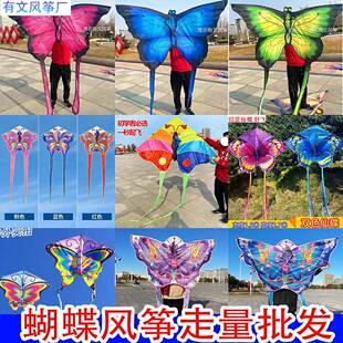 新款长尾蝴蝶风筝大全风筝四色3D儿童成人大风筝三角高档拼接