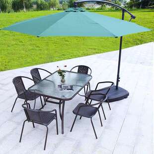 户外桌椅带伞组合庭院露天花园桌椅三件套家用室外休闲阳台小桌椅
