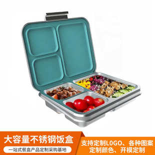 上班族盒带不锈钢饭盒食品级学生便当保温餐爆盖子款卡扣304
