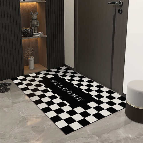 棋盘格入户门地垫PVC耐磨可擦洗皮革门口脚垫免洗地毯家用可裁剪