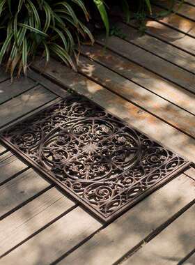 欧式复古铁艺铸铁摆件脚垫门垫防滑垫花园庭院门厅杂货摆设装饰品