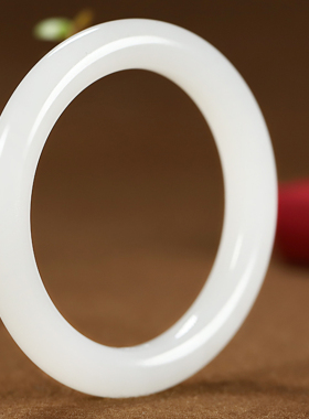 【滚滚来财】和田玉羊脂白玉手镯 玉镯内径56.8mm重50.36克