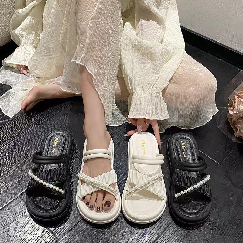 配裙子凉鞋女款2025新款夏季外穿厚底拖鞋平底两穿二合一时尚凉拖