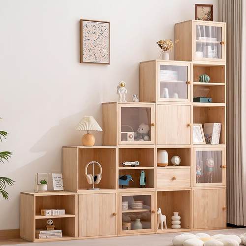 简易实书架落收地书儿童EMO阅读区绘本架木靠墙置物架客厅家柜用